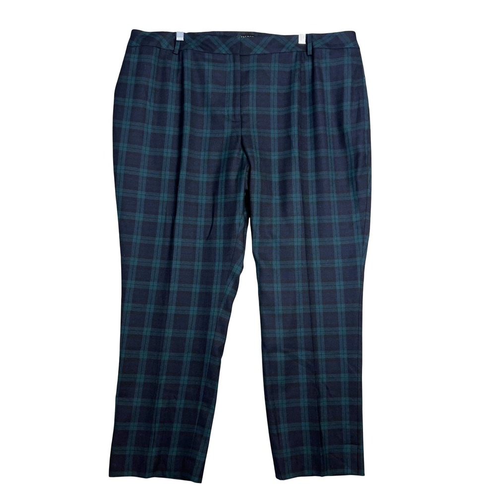 Talbots Heritage Plaid Pants Sz 20W Wool Blend Straight Trousers Dark Academia